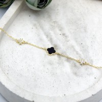 Royal Flower Black Bracelet Gold