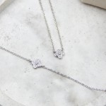 Royal Flower Zircon Necklace Silver