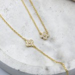 Royal Flower Zircon Necklace Gold