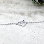 Double Heart Eye Zircon Bracelet Silver