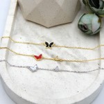 Butterfly Bracelet Red Zircon Gold