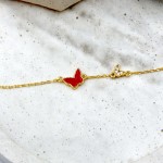 Butterfly Bracelet Red Zircon Gold