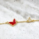 Butterfly Bracelet Red Zircon Gold