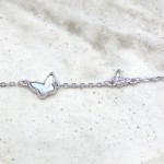 Butterfly Bracelet White Zircon Silver