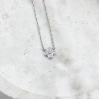 Royal Flower Zircon Necklace Silver