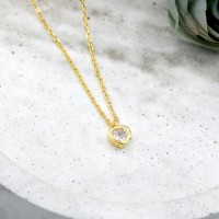 Heart Zircon Necklace Gold