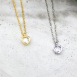 Heart Zircon Necklace Gold