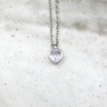 Heart Zircon Necklace Silver