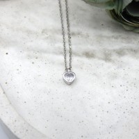 Heart Zircon Necklace Silver