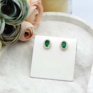 Σκουλαρίκια Ροζέτα Πράσινη  Med