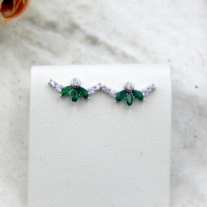 Σκουλαρίκια Ασήμι 925 Πράσινα Si