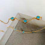 Βραχιόλι Three Royal Flower Χρυσό - Τυρκουάζ
