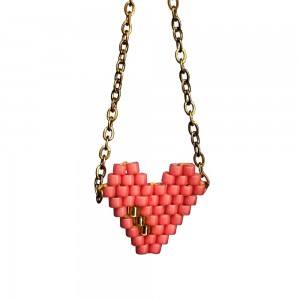 Miyuki Καρδιά Ρόζ Βραχιόλι