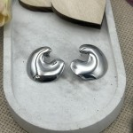Half Moon Ατσάλινα Σκουλαρίκια Ασημένιο