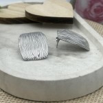 Square Ατσάλινα Σκουλαρίκια Ασημένια