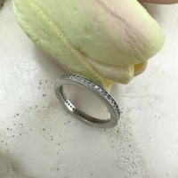 Δαχτυλίδι ολόβερο από επιπλατινωμένο ασήμι 925 με λευκά ζιργκόν