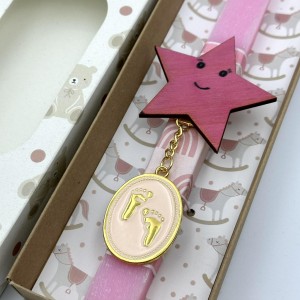 Λαμπάδα Πατουσάκια Κορίτσι Μωράκι Ροζ