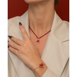 Fuchsia Embroidered Heart Bracelet