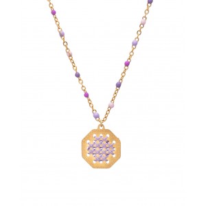 Κολιέ Motivo Ροζάριο Χρυσό Λιλά
