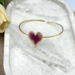 Fuchsia Embroidered Heart Bracelet