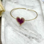 Fuchsia Embroidered Heart Bracelet