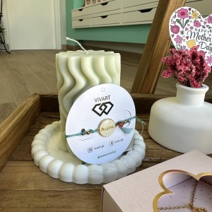 Decorative Round Tray with Green Details