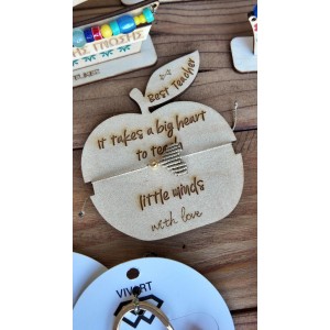 Βραχιόλι Καρδιά Για τη Δασκάλα Σε Ξύλινο Μήλο 