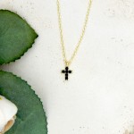 Cross Necklace Zircon Mini Black