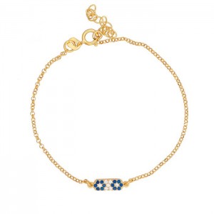 Bar Motif Bracelet Embellished With White & Blue Zirconia