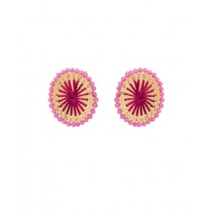 Studded Rosette Earrings - Magenta