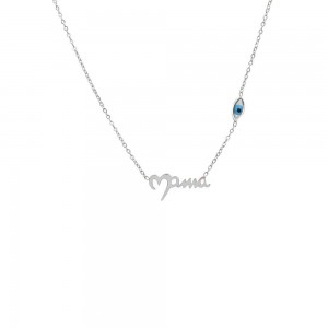 Mom Necklace Steel Heart Silver F