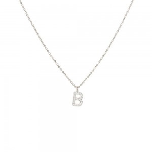 Monogram "B" Steel Rhinestone Necklace