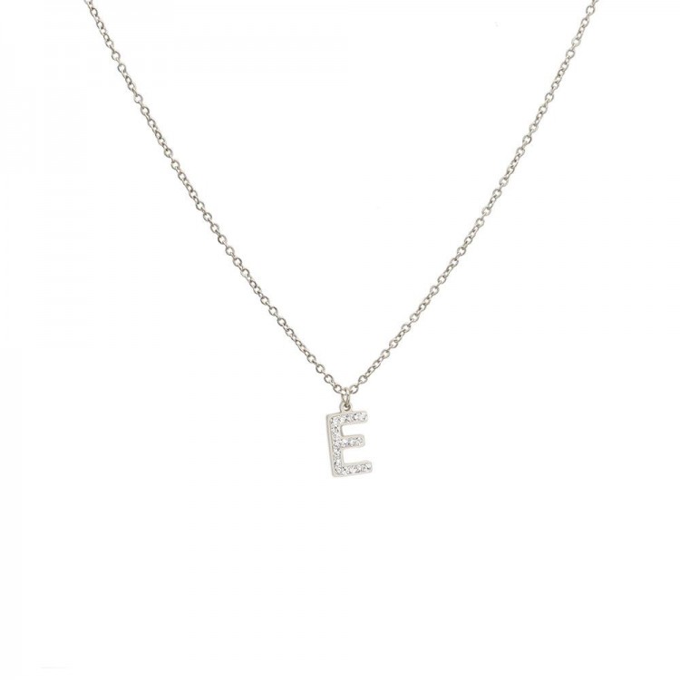 Monogram "E" Steel Rhinestone Necklace