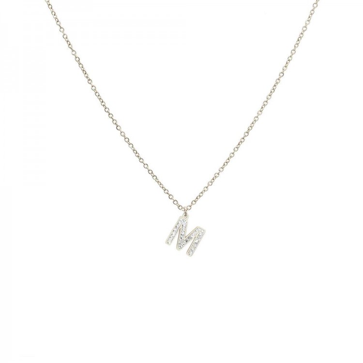 Monogram "M" Steel Rhinestone Necklace
