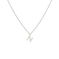 Monogram "N" Steel Rhinestone Necklace