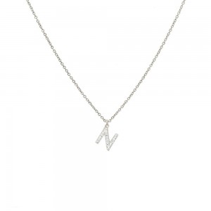 Μονόγραμμα "Ν" Ατσάλινο Κολιέ Στρας