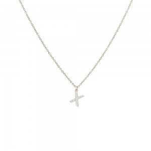 Μονόγραμμα "Χ" Ατσάλινο Κολιέ Στρας