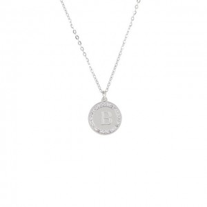 Μονόγραμμα "Β" Ατσάλινο Κολιέ Κέρμα