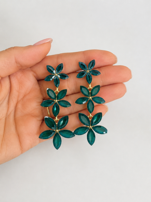 Σκουλαρίκια Emerald Flowers