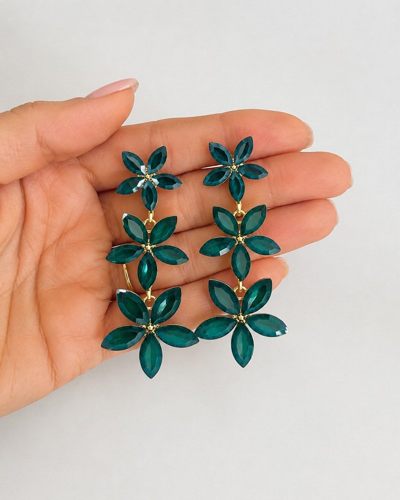 Σκουλαρίκια Emerald Flowers