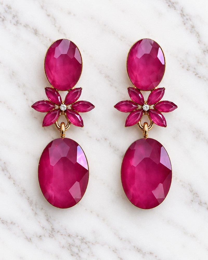 Κρεμαστά Σκουλαρίκια Fuchsia Elegance