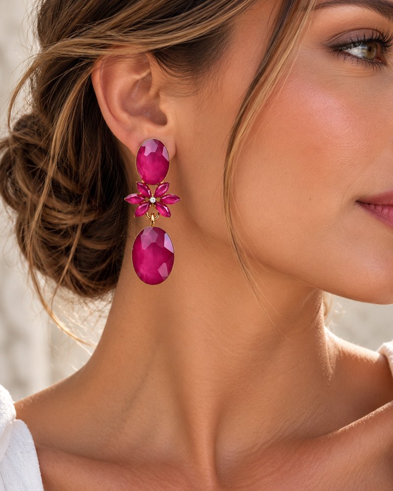 Κρεμαστά Σκουλαρίκια Fuchsia Elegance