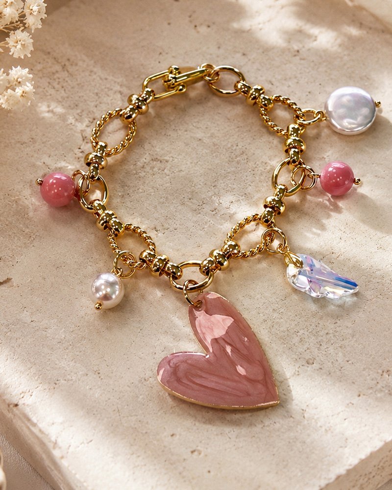 Βραχιόλι Pink Heart Charms