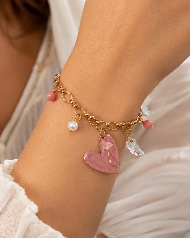 Βραχιόλι Pink Heart Charms